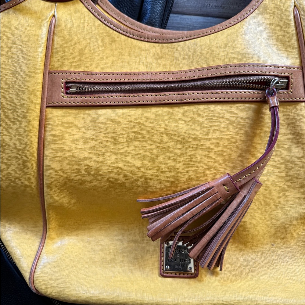Dooney & Bourke bright yellow and Tan Shoulder Bag